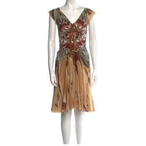 Roberto Cavalli Dress Women's Large Vintage 90s Knee Length Silk Y2K